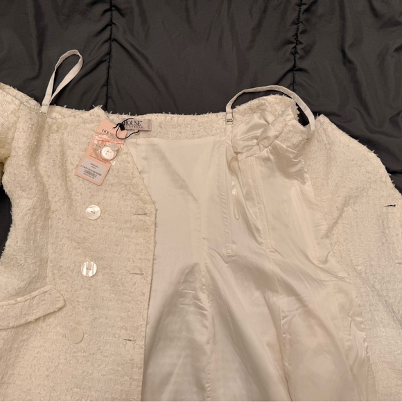 House of CB “Nia” Elegant White Long-Sleeve Structured Dress/Blazer With Tag - Picture 7 of 15